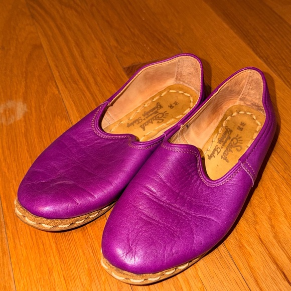 Sabah Shoes - Sabah Women's Leather Slip On Shoes in Vibrant Purple